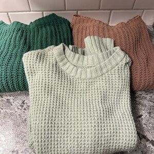 AMERICAN EAGLE Oversized green-brown large knit woman bohemian casual sweaters